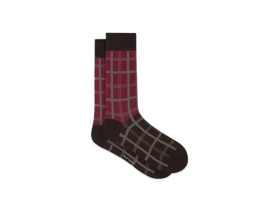 Paul Smith Bicolor And Checked Socks "DarkRed"