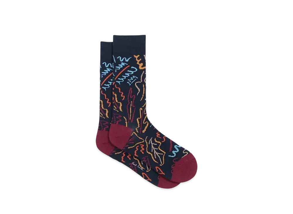 Paul Smith Chicory Leaves Casual Socks "Navy"
