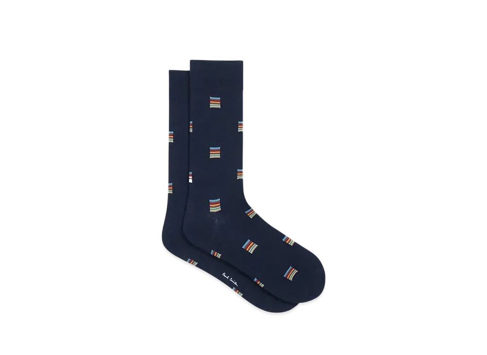 Paul Smith Signature Block Socks "Navy"