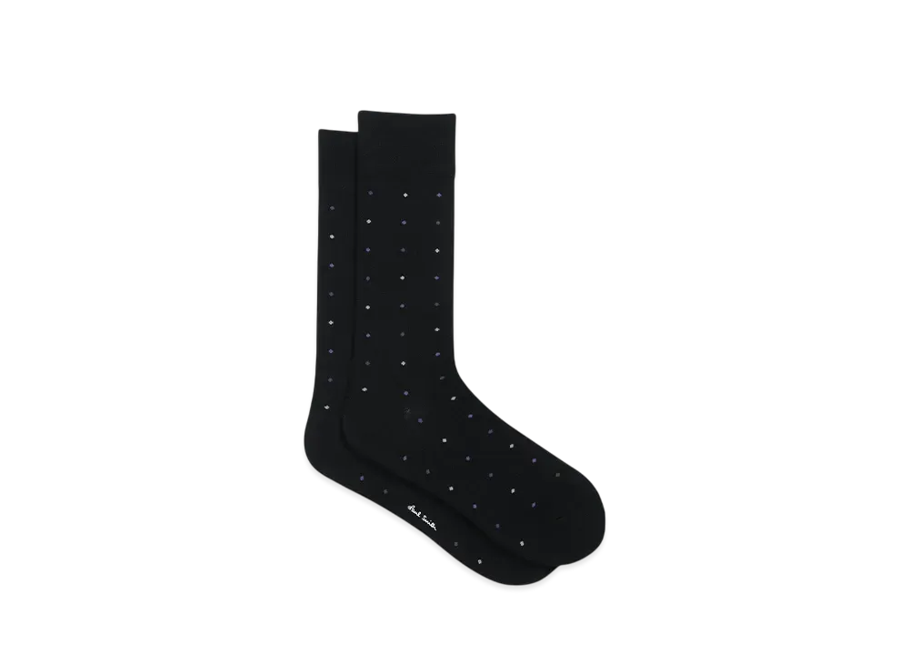 Paul Smith Tonal Color Dot Socks "Black"