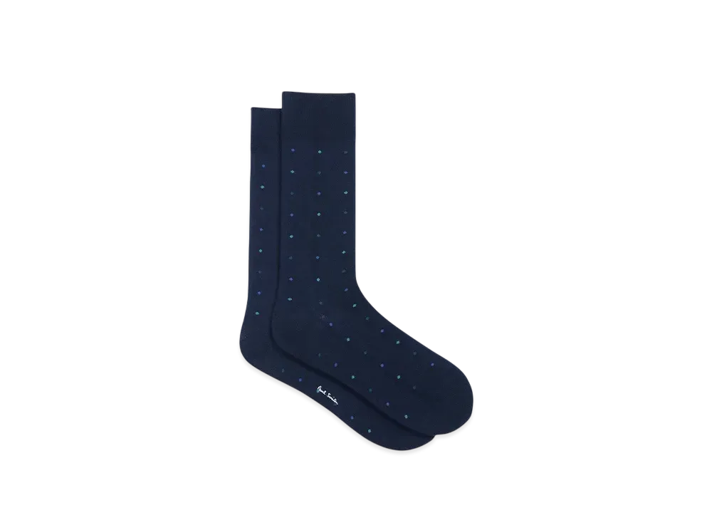 Paul Smith Tonal Color Dot Socks "Navy"