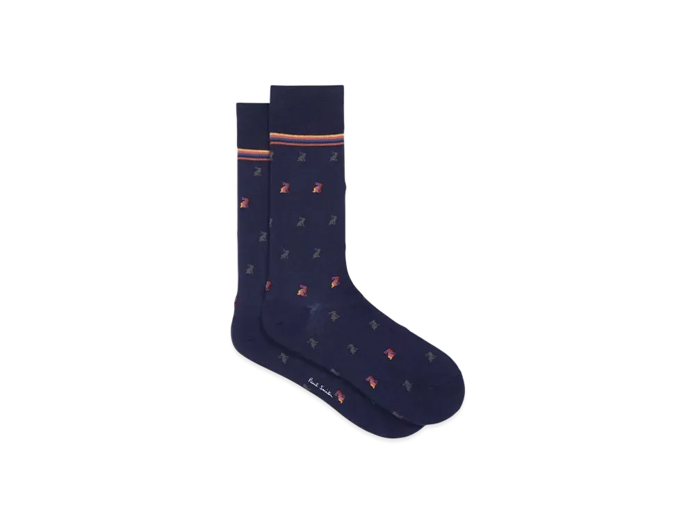 Paul Smith Artist Stripe Rabbit Socks "Navy"