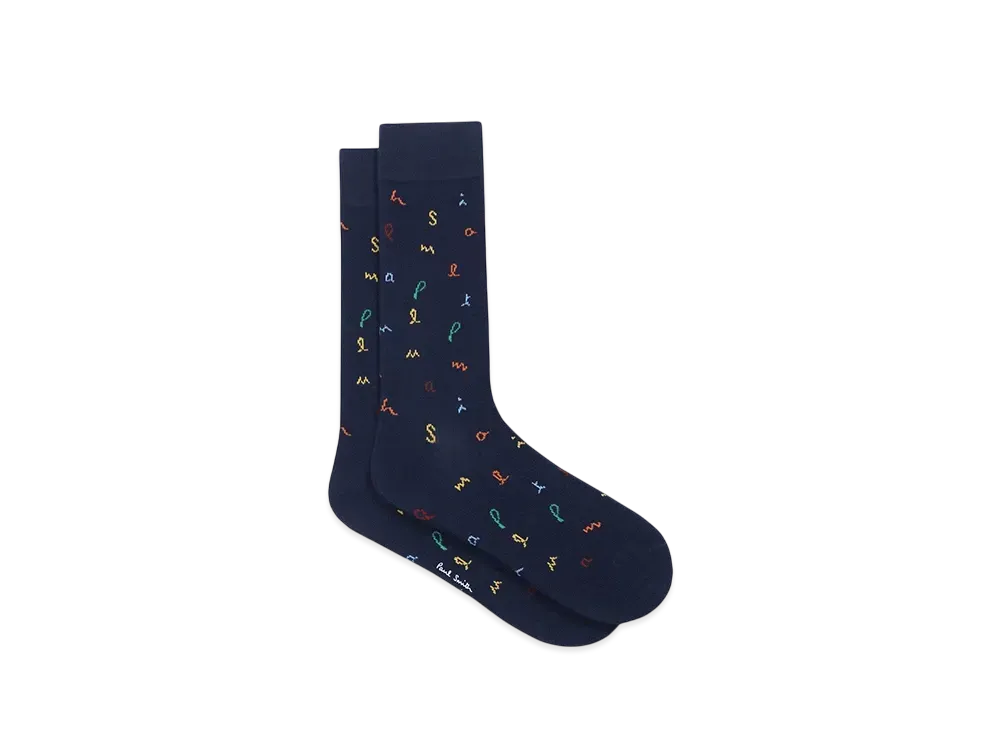 Paul Smith Random Logo Socks "Navy"