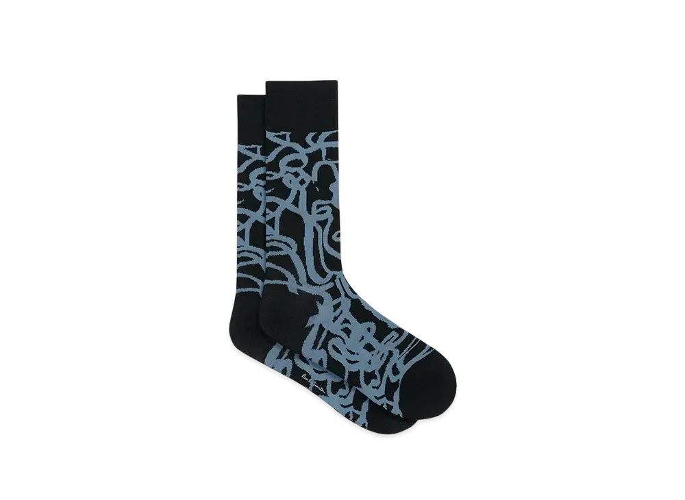 Paul Smith Le Soir Squiggle Socks "Black"