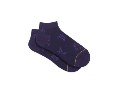 Paul Smith Moving Cat Short Socks "DarkPurple"
