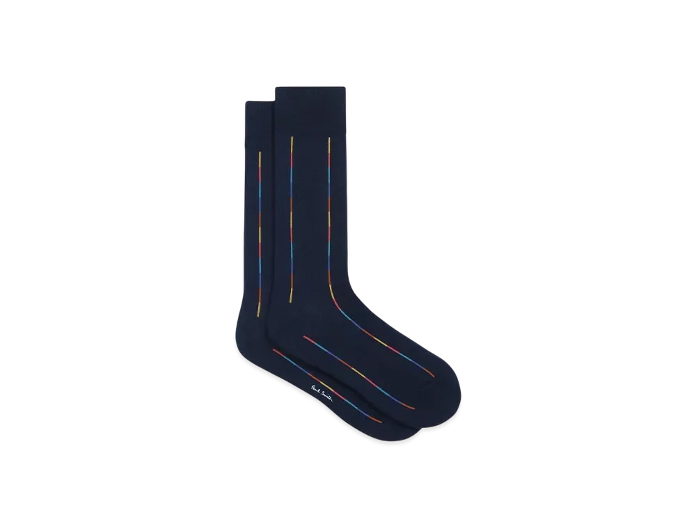 Paul Smith Artist Stripe Double Line Socks "Navy"