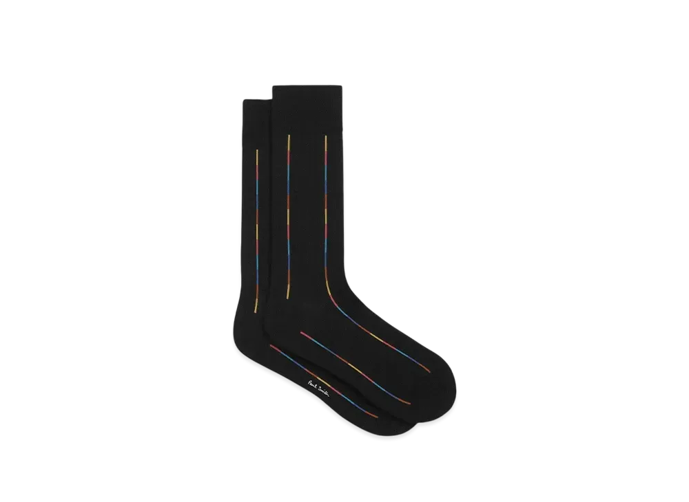 Paul Smith Artist Stripe Double Line Socks "Black"