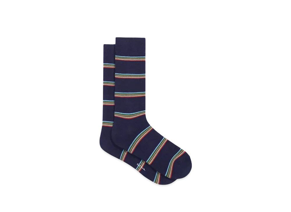 Paul Smith Block Stripe Socks "Navy"