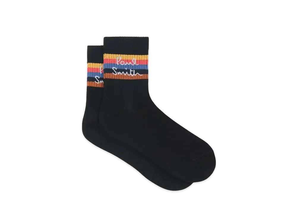 Paul Smith Artist Stripe And Logo Socks "Black"