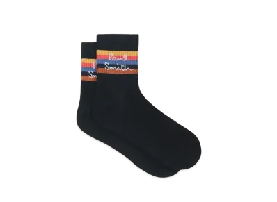 Paul Smith Artist Stripe And Logo Socks "Black"