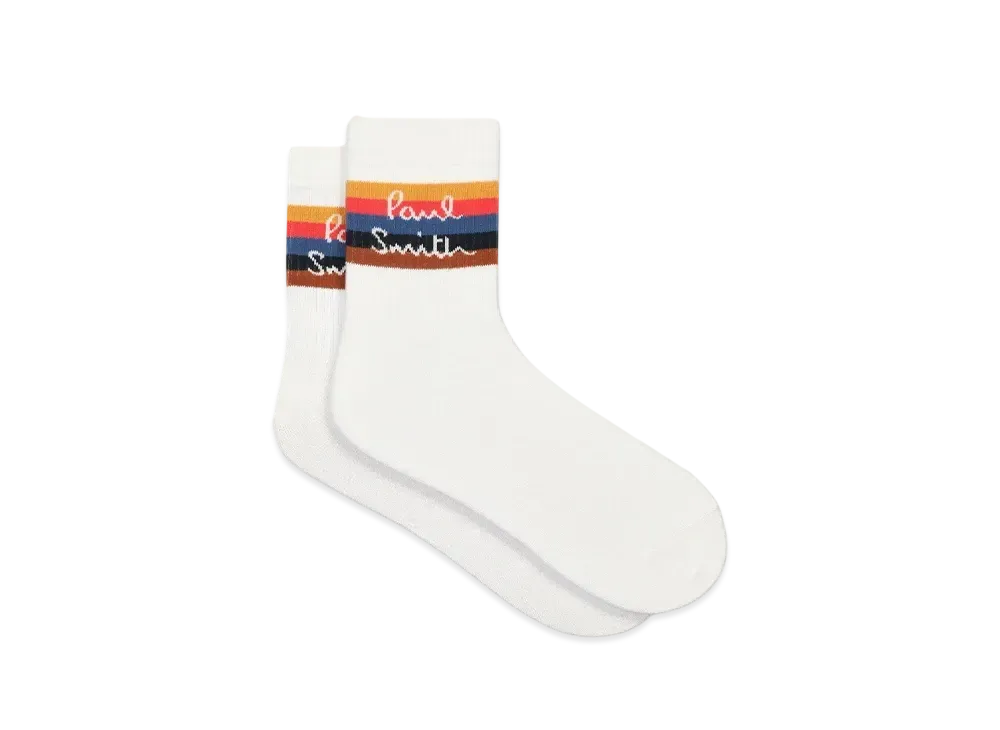 Paul Smith Artist Stripe And Logo Socks "White"