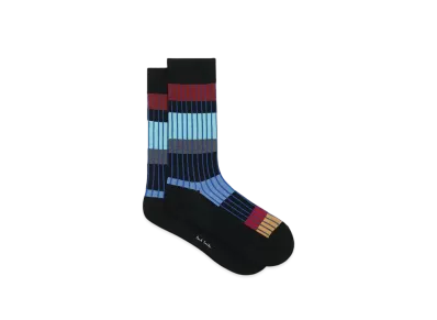 Paul Smith Contrast Striped Ribbed Socks "Black"