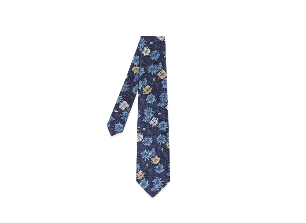Paul Smith Jacquard Flower Tie "Navy"