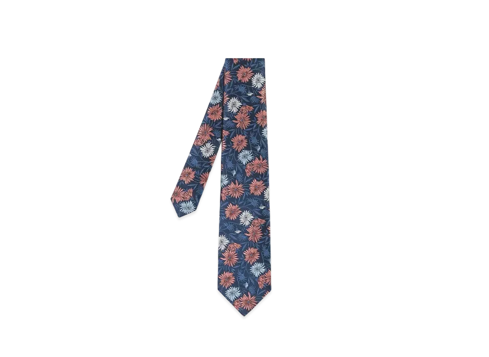 Paul Smith Jacquard Flower Tie "DarkBlue"