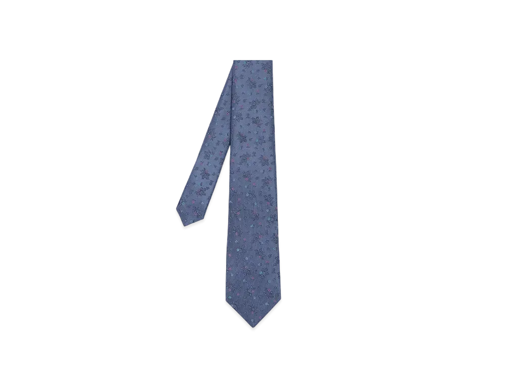 Paul Smith Jacquard Flower Tie "GreishBlue"