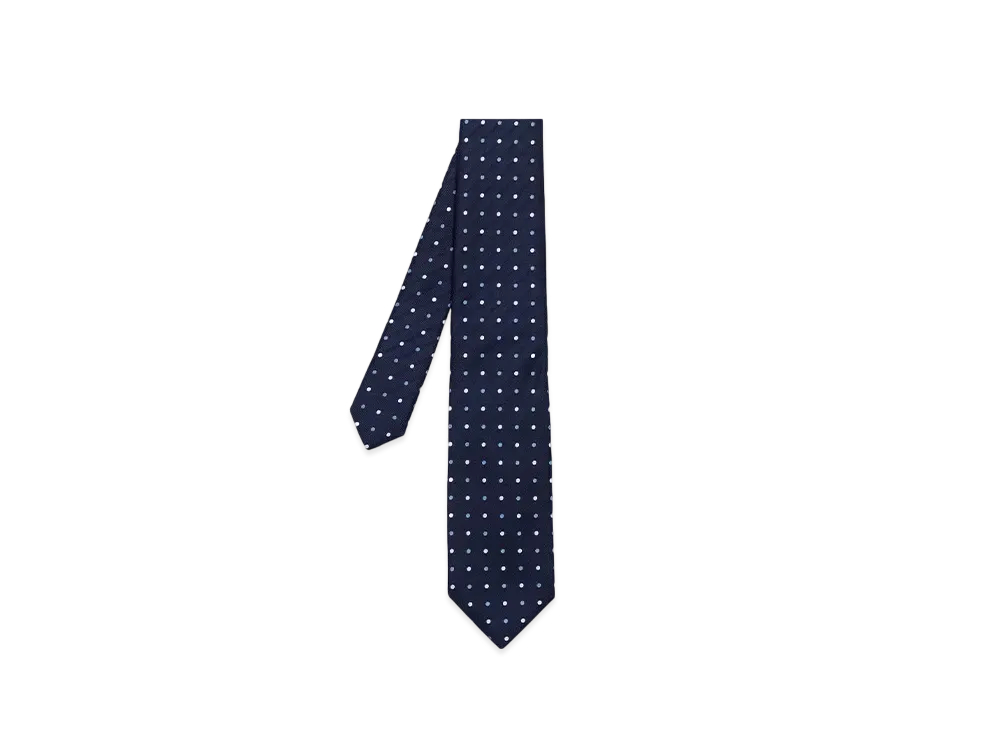 Paul Smith Stripe-On-Dot Tie "Navy"