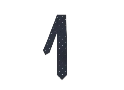 Paul Smith Dotted Linen Narrow Tie "DarkBlue"