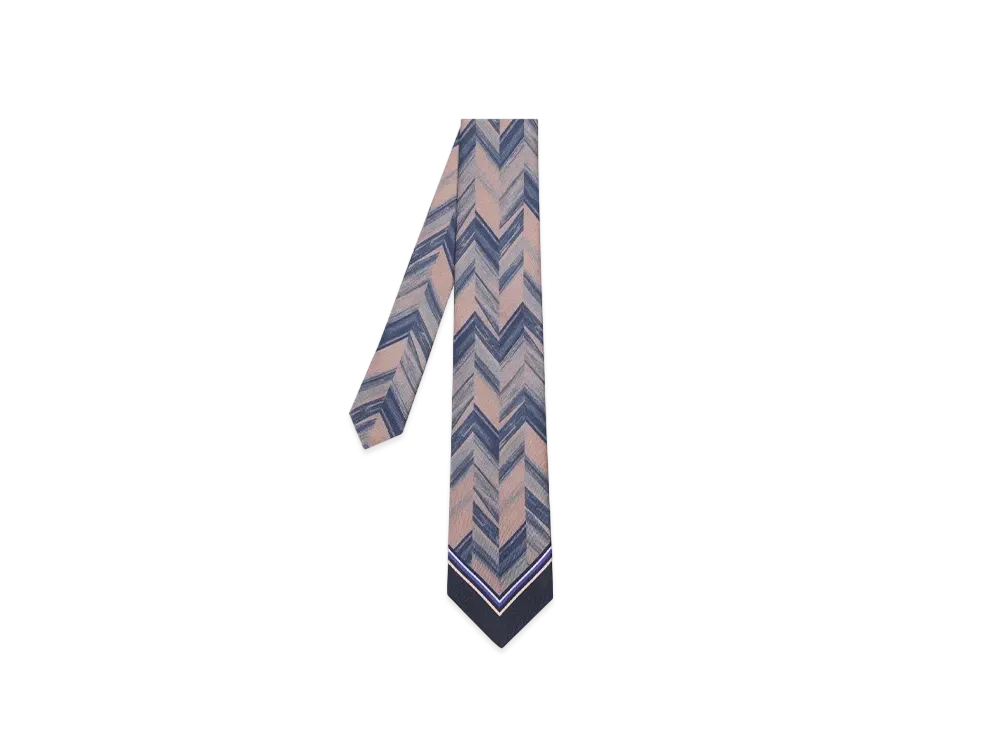 Paul Smith Drawing Herringbone Tie "Navy"
