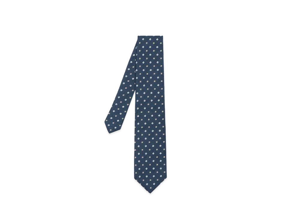 Paul Smith Contrast Floral Tie "Navy"