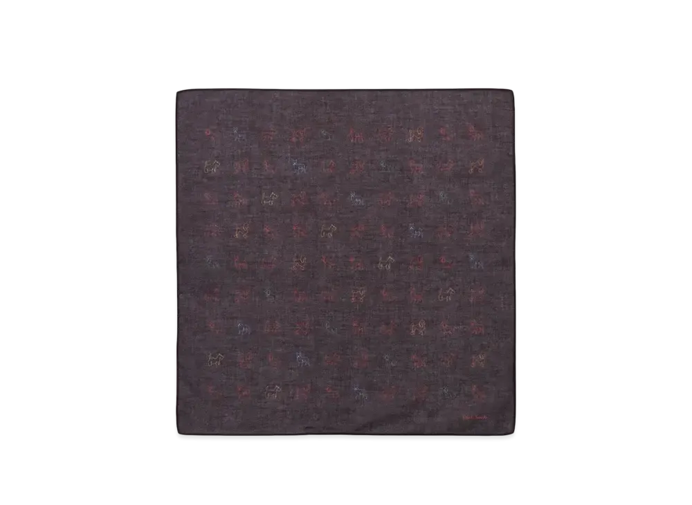 Paul Smith Sketch Dogs Handkerchief "DarkRed"