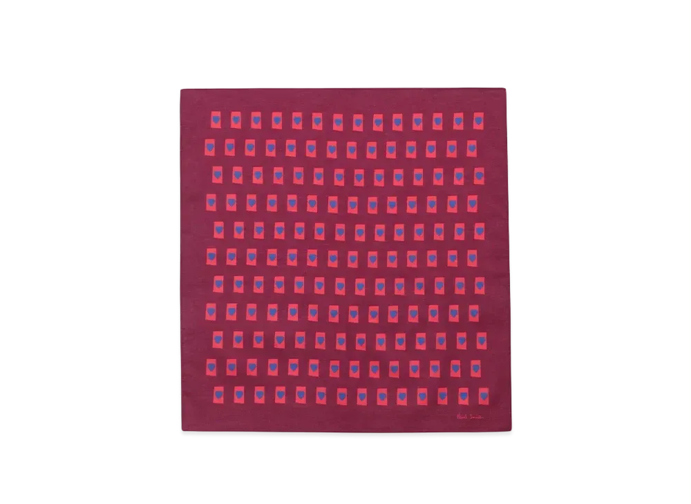 Paul Smith Heart Print Handkerchief "DarkRed"