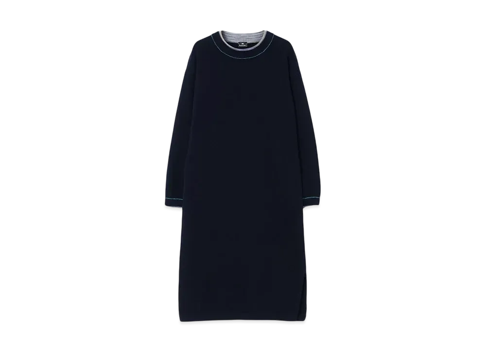 Paul Smith Womens Accent Color Knit Dress "Navy"