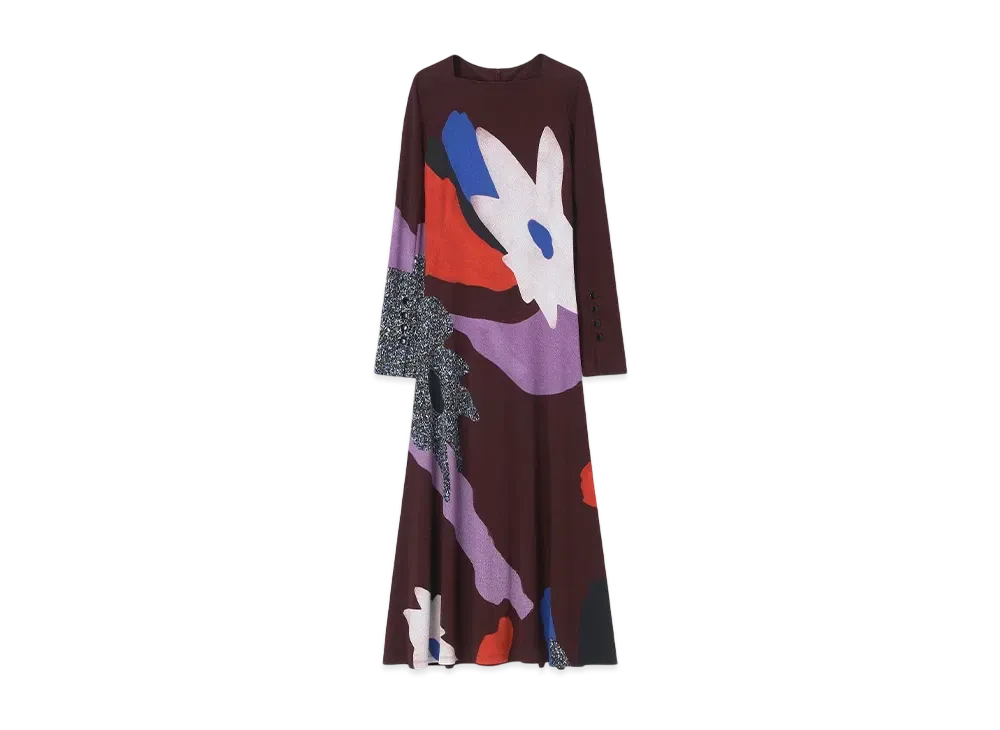 Paul Smith Womens Botanical Collage Dress "Burgundy"