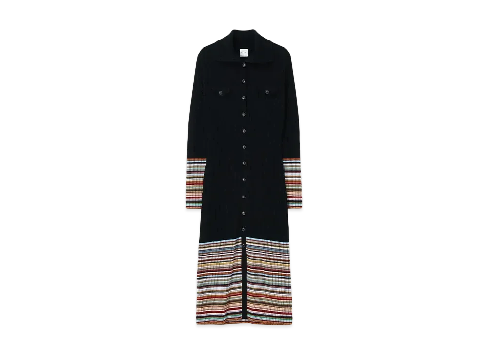 Paul Smith Womens Signature Stripe Rib Knit Dress "Black"