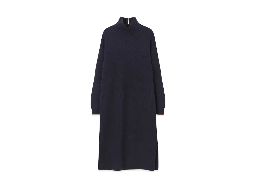 Paul Smith Womens Ribbed High Neck Knit Dress "Navy"