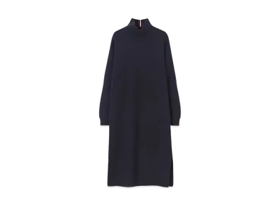 Paul Smith Womens Ribbed High Neck Knit Dress "Navy"