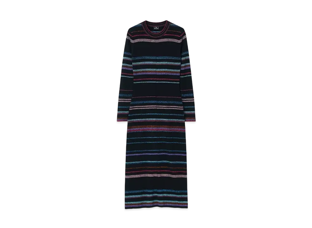 Paul Smith Women's Lame Border Rib Knit Dress "Black"
