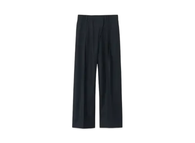 Paul Smith Women's Wool Flannel Tucked Wide Pants "Navy"