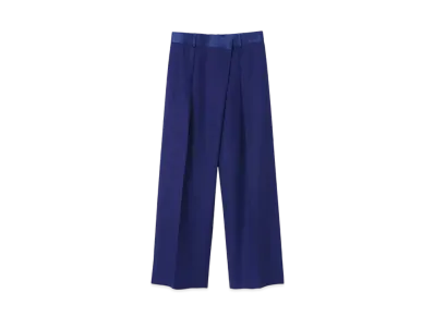 Paul Smith Women's Satin Point Tuck Wide Pants "Blue"