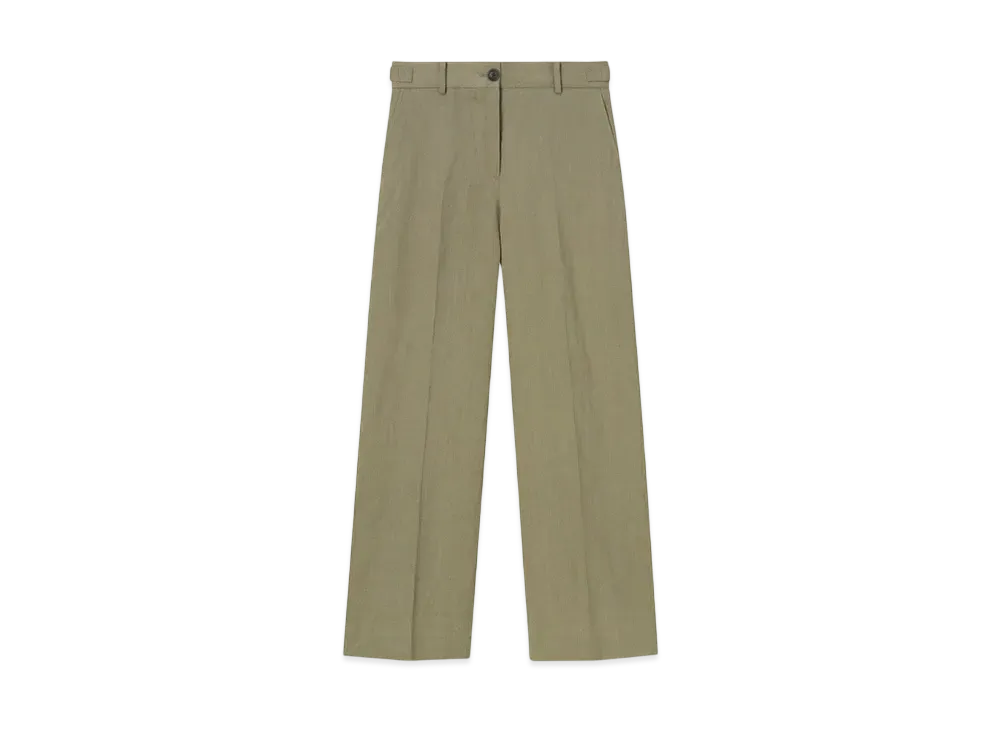 Paul Smith Women's Ramie Mix Wide Pants "Olive"