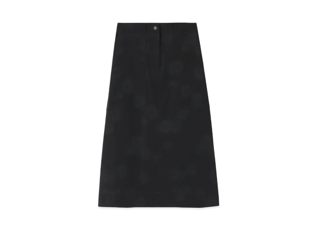 Paul Smith Women's Chamomile Floral Jacquard Semi-Flare Skirt "Black"