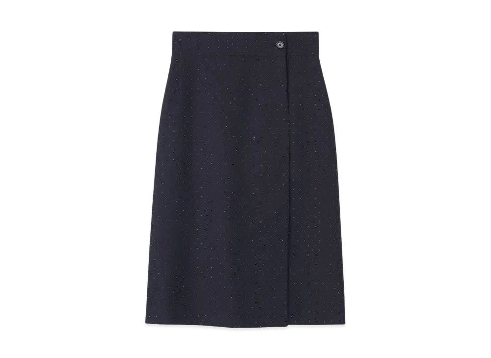 Paul Smith Women's Dobby Pin Dot Wrap Skirt "Navy"
