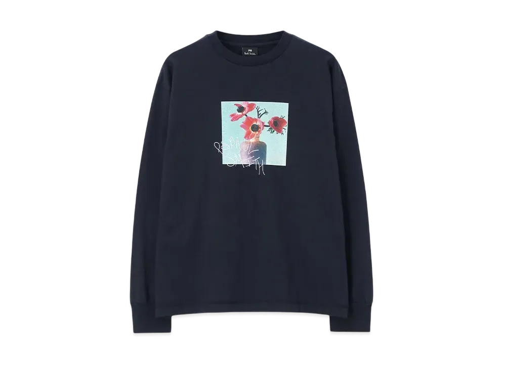 Paul Smith Women's Art Flower Long Sleeve T-Shirt "Navy"