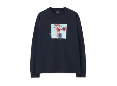 Paul Smith Women's Art Flower Long Sleeve T-Shirt "Navy"