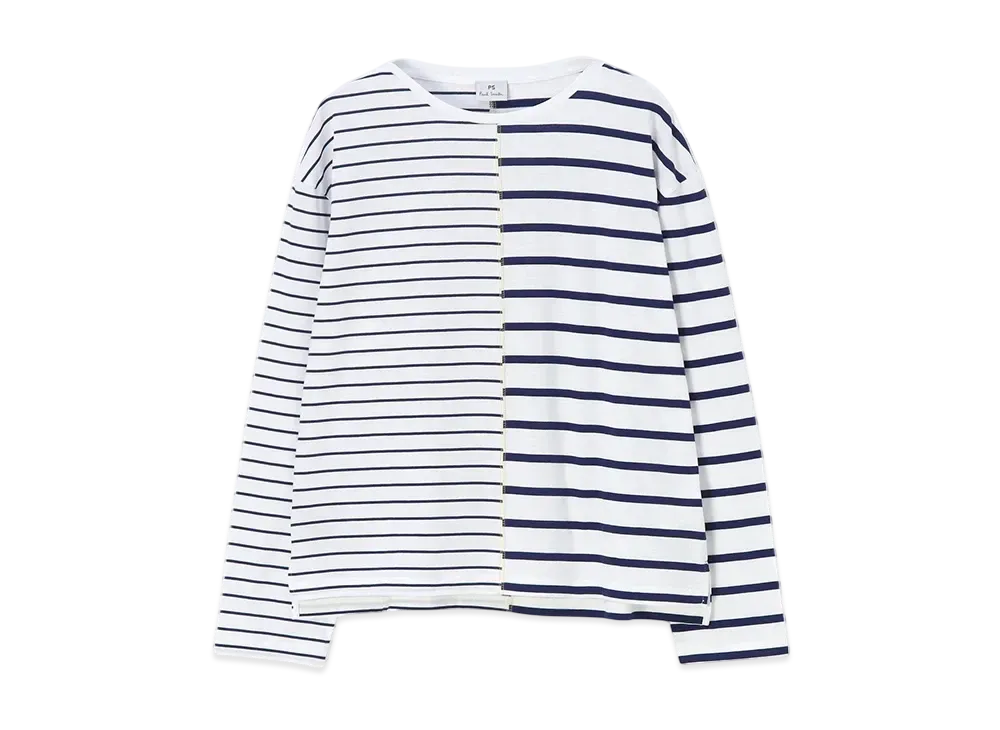 Paul Smith Women's Relaxed Border Long Sleeve T-Shirt "White"