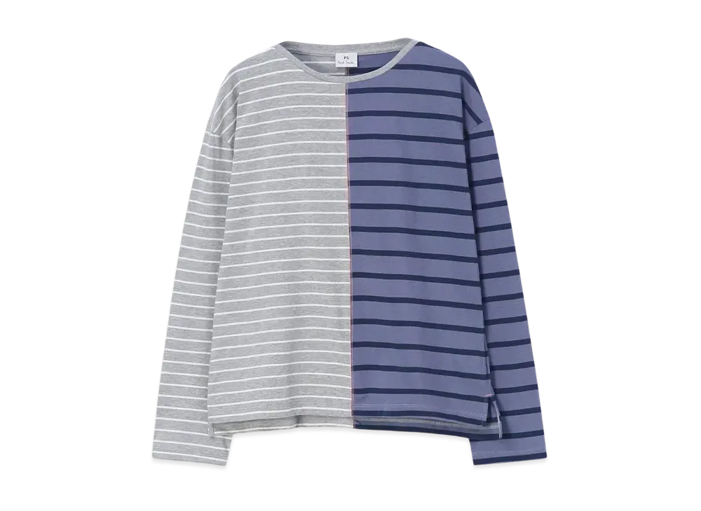 Paul Smith Women's Relaxed Border Long Sleeve T-Shirt "Gray"