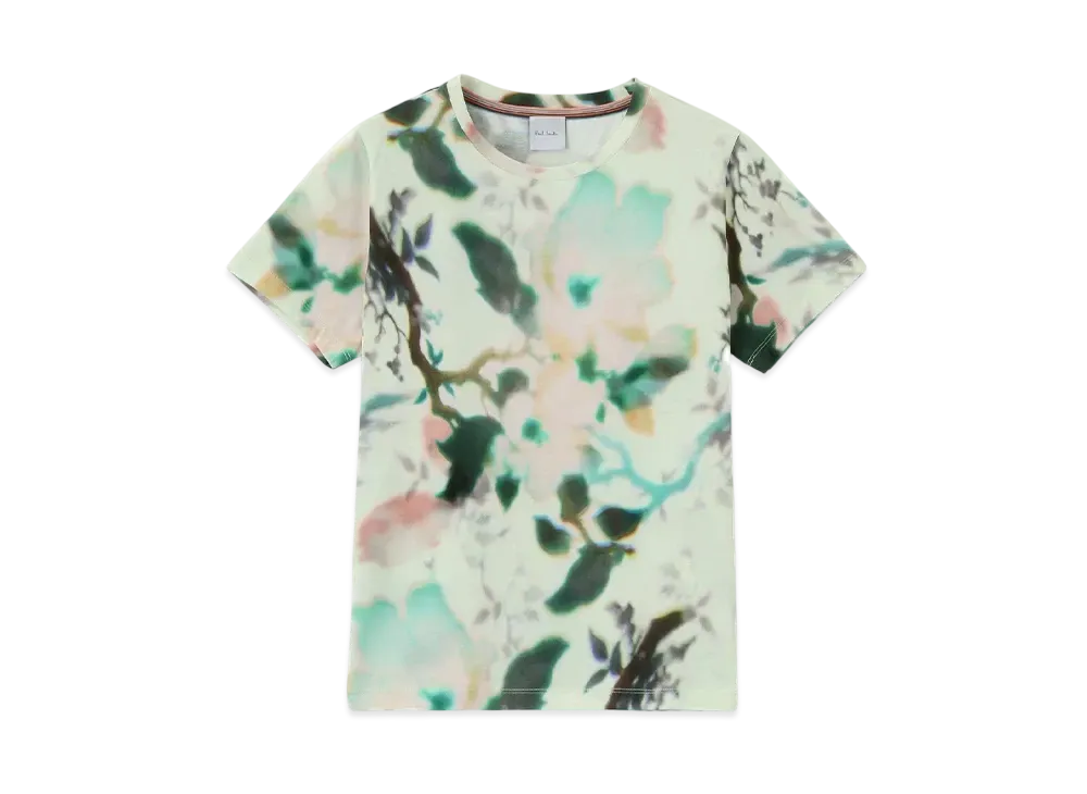 Paul Smith Women's Lens Blur Botanical Short Sleeve T-Shirt "LightYellow"