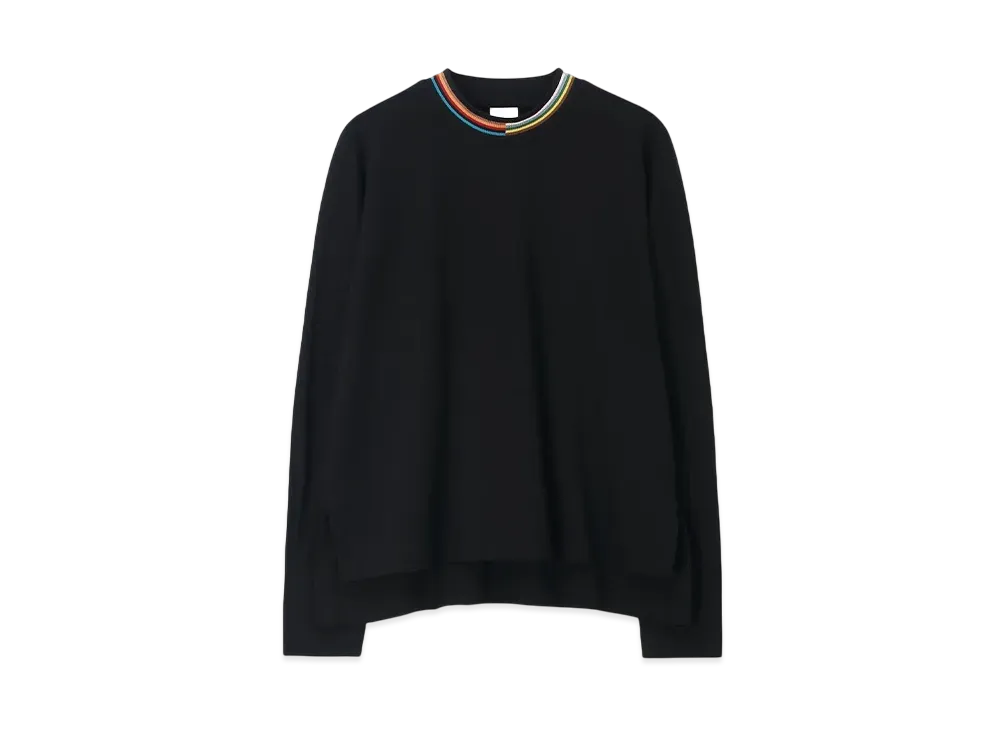 Paul Smith Women's Signature Neck Long Sleeve Cut and Sewn "Black"