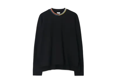 Paul Smith Women's Signature Neck Long Sleeve Cut and Sewn "Black"