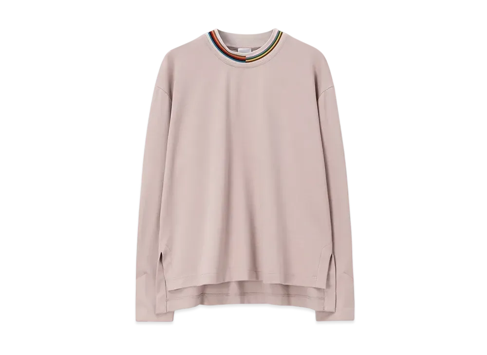 Paul Smith Women's Signature Neck Long Sleeve Cut and Sewn "Ecru"