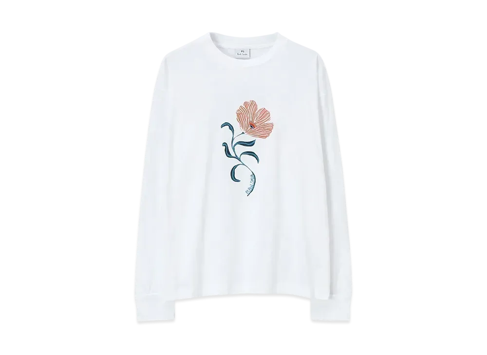 Paul Smith Women's Poppies Long Sleeve T-Shirt "White"
