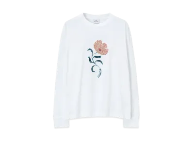 Paul Smith Women's Poppies Long Sleeve T-Shirt "White"