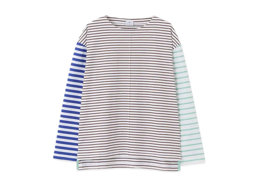 Paul Smith Women's Mixed Border Long Sleeve T-Shirt "Brown"