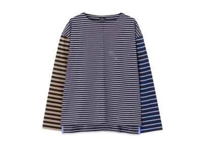 Paul Smith Women's Mixed Border Long Sleeve T-Shirt "Navy"