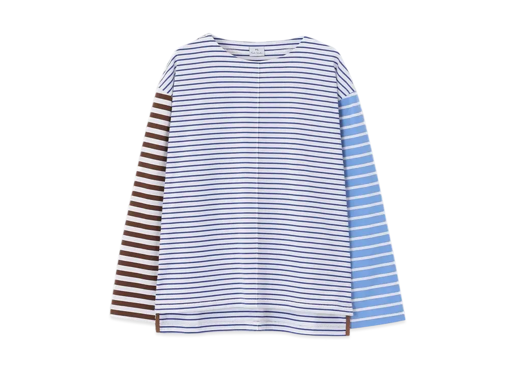 Paul Smith Women's Mixed Border Long Sleeve T-Shirt "Blue"