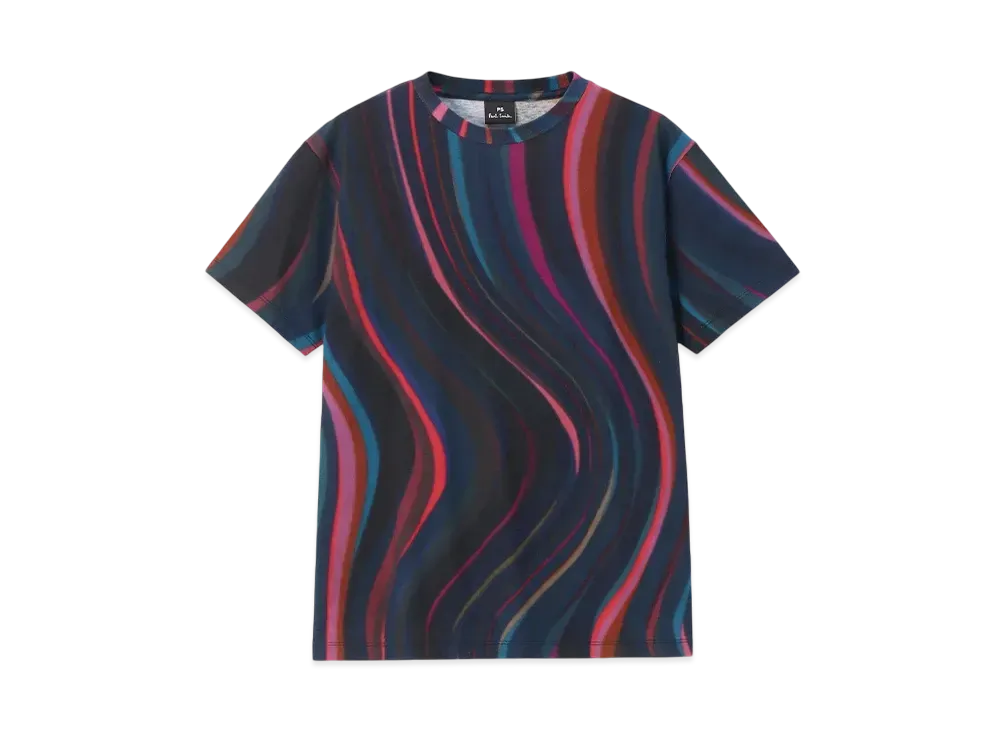 Paul Smith Women's Swirl Allover Short Sleeve T-Shirt "Black"
